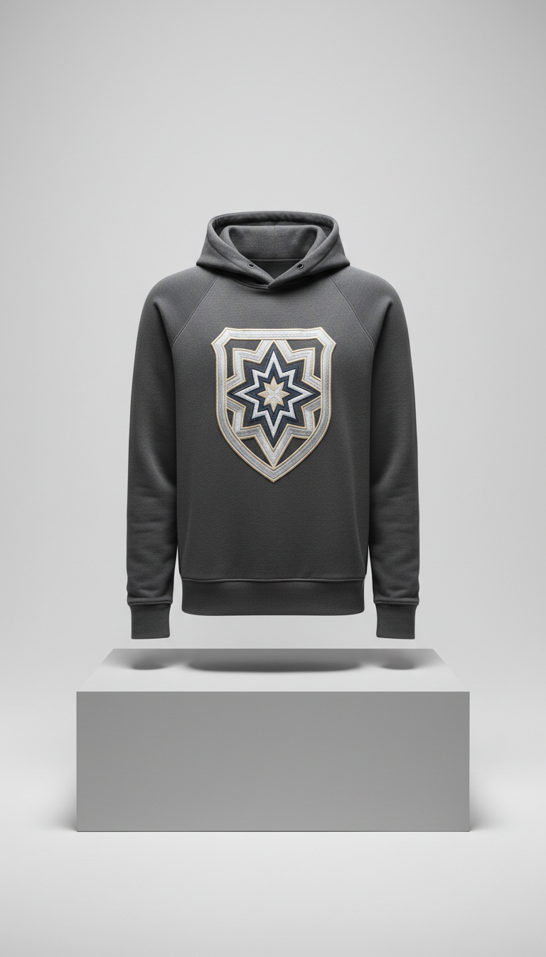 Textured Cotton Statement Hoodie